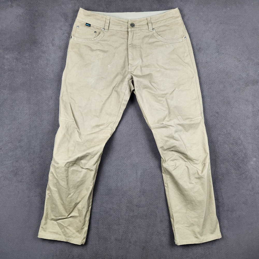 Kuhl Rydr Pants Mens 34x30 Khaki Tan Articulated Knee Cotton Twill Workwear